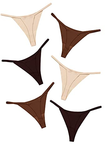 DEANGELMON G-string Thongs for Women Panties No Show Thong Seamless Underwear Low Rise Comfortable Microfiber Workout Pack (6P2,L)