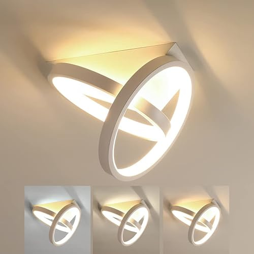 TRUYOK 26W LED Moderne Deckenleuchte Dimmbar Deckenlampen Ringe Weiß Flur Wandlampe Runde Deckenleuchtung für Wohnzimmer Schlafzimmer Esszimmer Küche Korridor Balkon Gang Treppe Lampen