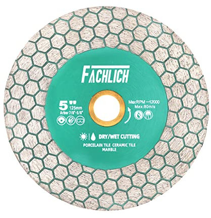 FACHLICH Diamant-Trennscheibe 125MM Fliesentrennscheibe zum Schneiden und Schleifen von Keramikfliesen Porzellan Marmor Granit