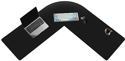 ZORESYN L-förmige Schreibtischunterlage 110x110x33cm, Schwarz | PU Leder, Eck-Büro-Schreibmatte, Computer Tischunterlage, Gaming Mauspad XXL, Workstation Tastaturmatte