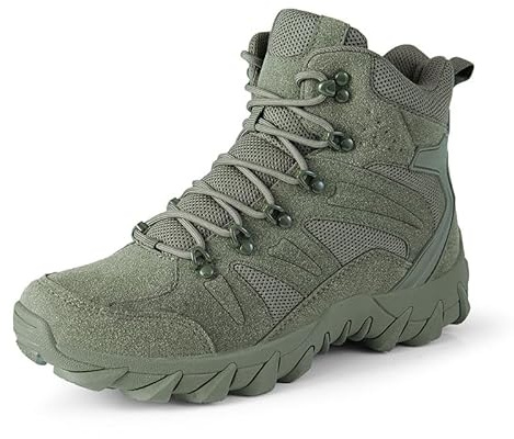 BLBK Stivali tattici da combattimento da uomo, per attività all'aria aperta, militari, da trekking, caccia, da lavoro, da allenamento, tattici, Grün02, 46 EU