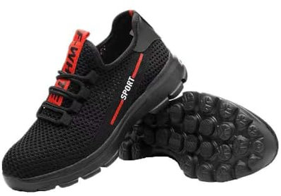 ENEN Safety Shoes Mens, Lightweight Safety Trainers with Steel Toe Cap Non Slip Construction Work Safety Shoes Puncture Proof Safety Boots for Men and Women -8903 Black