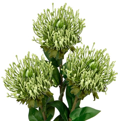 Oairse 3er-Set Künstliche Nadelkissen Blume Kunstblumen Chrysanthemen Dekoration Künstliche Spinnen Dekoration für Herbstdeko Heimdekoration, Hochzeit, Garten Party Dekoration Blumenarrangement, Grün