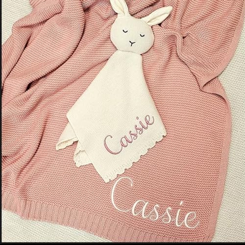 Reeg Baby Decke Set, Gestickter Name, Baby Decke, Neugeborenegeschenk, Weiche Und Atmungsaktive Baumwolle Strick (Embroidered Name)