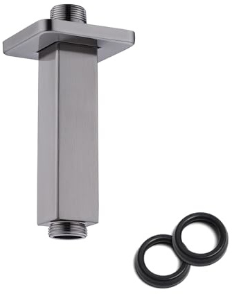 10.2 cm Duscharm mit Flansch, BSTIIU Deckenmontage, quadratischer Duschkopf-Verlängerungsarm, 1/2 NPT gerader Arm für Regenduschkopf, Duschkopfverlängerung Ersatzrohrarm, gebürstetes Nickel