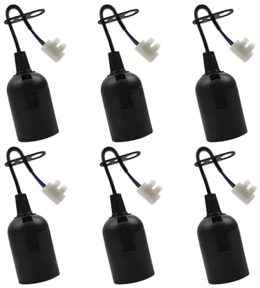 Baufassung E27 Mit Kabel, 6 Stück Fassungs, Schwarz Fassung E27 Renovierfassung Glühbirne Mit Kabel 4A 250V Glühbirnen Fassung (Max.60W)
