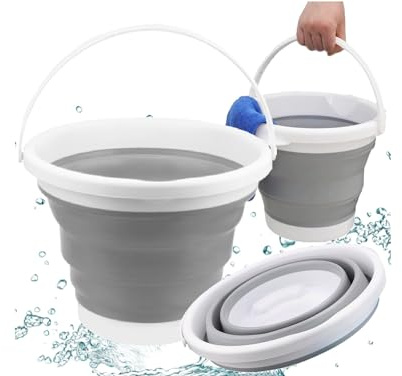 Przydasie Faltbarer Eimer Silikon Leicht 10L Camping Grau 33,5x23cm