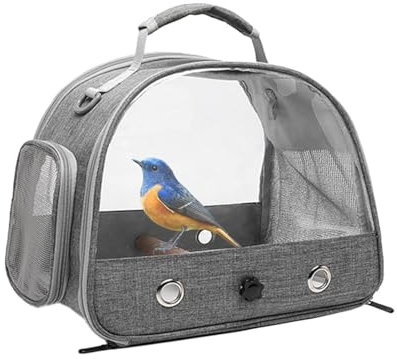 Vogel-Reisetasche - Vogeltransportkäfig, Papageienkäfig-Rucksack | Haustier, transparent, atmungsaktiv, Reisekäfig für Vögel, kleine Haustiere, Hamster, Kaninchen, Papageien, 30 x 24 x 26 cm