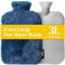 Qomfor XXL Bolsa de Agua Caliente de Piel (3L) con Funda Lavable – Bolsa Agua Calor Ideal para Dolores, Menstruación y Frío – Bolsa Caliente Grande para Invierno y Relajación (Azul)