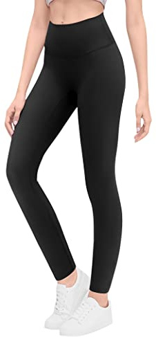Gnainach Girls Leggings Size 12-13 Years Old Solid Black Slim Stretch Athletic Compression Yoga Pants for Teen Running Gym