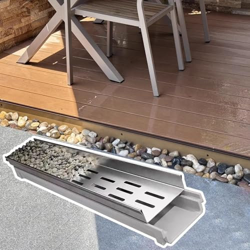Rejilla de Drenaje Sistema de Drenaje de Zanja en Forma de U, Kit de Drenaje Francés para Patio de 4,1 Pulgadas de Ancho, Canal de Resina y Rejilla de Acero Inoxidable Duradera, para Patios, Jardines,