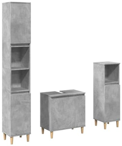 vidaXL Ensemble de Meubles de Salle de Bain 3 pcs Gris béton
