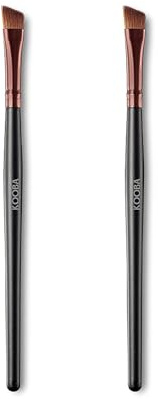 OWLFAVO Makeup Angle Eyeliner Kabuki Brush 2 Pcs - Portable Eye Powder Foundation Brush, Beauty Cosmetic Tool for Professional and Travel, Pack of 2