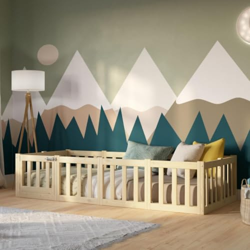 Crazy Pine Montessori Kinderbett Crazy Johnny 90x180 cm - Naturholz