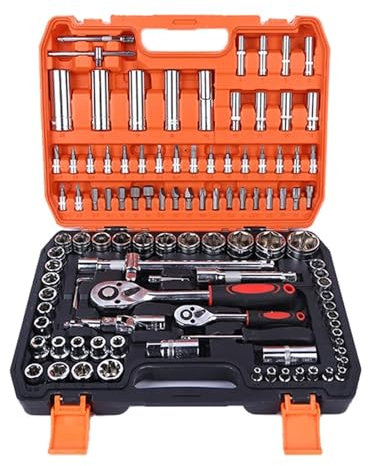 Hookurity Kit de carraca Juego de combinación de Herramientas de 108 Uds., Juego de Herramientas de Mano Mixtas for Reparación de Bicicletas de Motocicleta y Coche con Llave de Caja de Herramientas