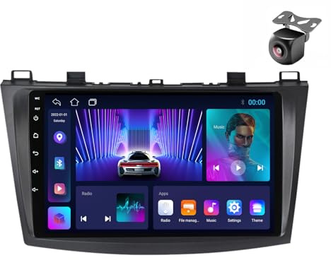 Android 14 Autoradio für Mazda 3 2009 2010 2011 2012 2013 GPS Navigation 9 Zoll Kapazitiver Touchscreen Auto Stereo Mit Lüfter Radio SWC RDS FM BT5.0 Carplay Android Auto (M150CP 4core 2+32G)