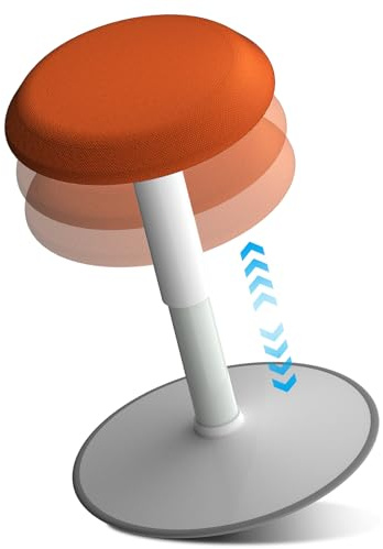 Sgabello ergonomico da ufficio regolabile in altezza (44-61 cm), sgabello oscillante con effetto oscillante, sgabello con base in gomma, girevole a 360° e antiscivolo, protezione antiribaltamento