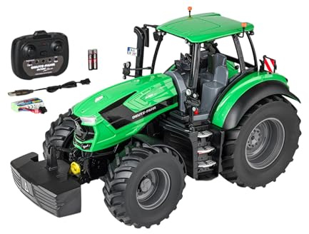 Carson 1:16 Trattore Deutz-Fahr 8280 TTV 100% RTR - Veicolo telecomandato, veicolo da cantiere con funzioni luci e suoni, batterie e telecomando inclusi, verde, RC, Remote Controled Car