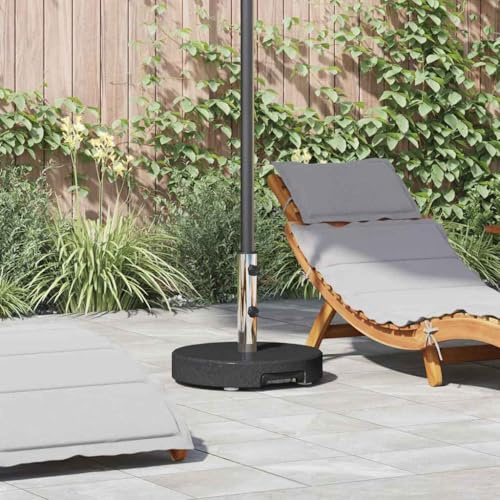 Teenpull Sonnenschirmständer Schwarz 45x45x37.5cm Granit, Robuste Basis mit Rollen für Garten, Terrasse, Außenbereich, Modernes Design, 29 kg