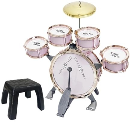 kowaku Tambor Infantil Set de Batería para Niños Instrumento Musical Kit de Percusión Juguete Educativo de Música Creativa Fabricado en PP Adecuado para Pri, Rosa
