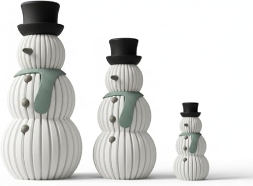 Alupedia Schneemann Deko Figuren 3er Set - Moderne Weihnachtsdeko & Winterdeko für Ihr Zuhause | Stilvolle Dekofiguren für Tisch, Regal, Fensterbank | Festliche Geschenkidee (Grün)