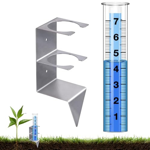 Pluviomètre – Verre Résistant Au Gel | Pluviomètre Détachable – Pluviomètr En Verre Et Acier Inoxydable De 7 Pouces Avec Piquet, Détachable, Résistant Au Gel, Mesure Précise Pour Jardin, Patio, Cour