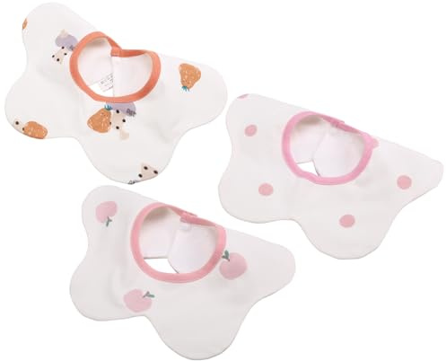 PPcdfre Baberos de Algodón Orgánico Giratorios de 360°, Paquete de 3, Baberos de Muselina Ajustables para la Dentición y el Babeo, Unisex
