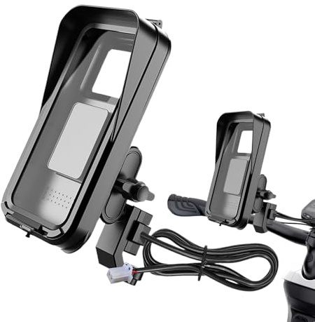 Support de téléphone portable pour moto – Support de téléphone étanche pour vélo avec housse de pluie | Accessoires de moto pour visualisation GPS, enregistrement vidéo, navigation en direct