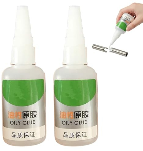 Lot de 2 colles huileuses très résistantes, 50 g, adhésif puissant instantané pour plastique, bois, chaussures, tissus, verre, céramique, réparation de meubles, séchage rapide..