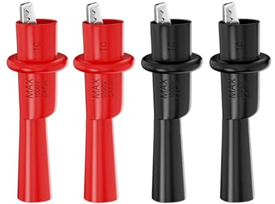 Voyoo 4PCS Multimeter Push on Alligator Clips with 4mm Female Socket, Insulated Crocodile Clamps for Test Leads Laboratory Electric Testing Work