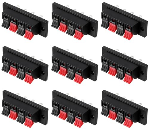 PERSELOSO Connettore a Vite per Altoparlanti a 4 Vie, Morsettiera per Casse Acustiche e Subwoofer, Set da 10 Pezzi per Collegamento Audio Stabile e Sostituzione Terminali