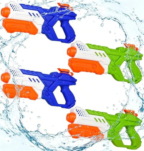 LATERN 4st vattenpistoler för barn, 600 ml kraftfull sprutblaster vattenpistol lång räckvidd vattenblaster skytt strandleksak sprutpistol för sommar pool trädgård utomhus vatten festfavorit (2 färger)