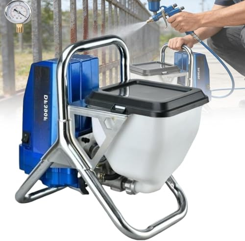 MINHUIJIHUI Airless-färgspruta och spraysystem, 1 800 W motor, 2 liter/minut, 3 300 PSI, 5 m högtrycksslang, inkl. sprutpistol och manometer, för latexfärg, lack, impregnering, 220 V