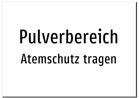 37368-DE-T-10 | Pulverbereich - Atemschutz tragen | Aufkleber A5, 210 x 148mm | nur Text, ohne Symbolgrafik