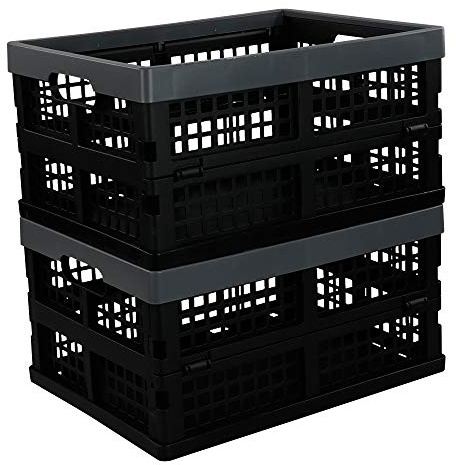 Neadas 15 L Plastic Collapsible Storage Crate, Folding Storage Box Crate, 2 Pack