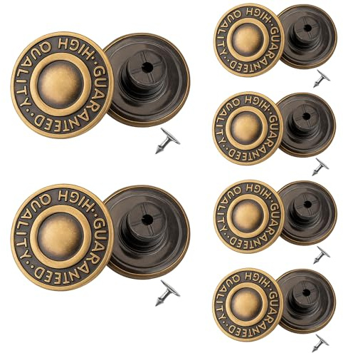 Trimming Shop Pulsante per Jeans, in Ottone, 17 mm, Resistente, con perni Posteriori, Rivetto per la Riparazione di Abbigliamento, Denim, Giacche, gonne, Bronzo Chiaro, 100pezzi