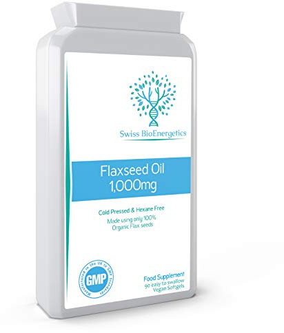 Flaxseed Oil Capsules 1000mg – 90 Vegan Soft Gels - High in Omega 3, 6, 9 - Made with only Cold Pressed, Hexane Free Flax Seed - Manufactured in The UK