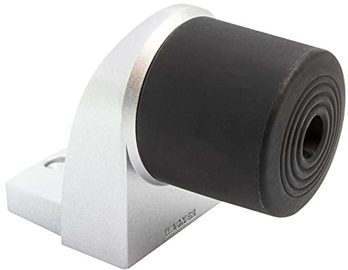 WAGNER Bodentürstopper BACK DOOR - 95 x 50 x 70 mm, Zinkdruckguss in Aluminium-Optik, Puffer thermoplastischer Kautschuk, schwarz, zum Schrauben inkl. Montagematerial - 15500111