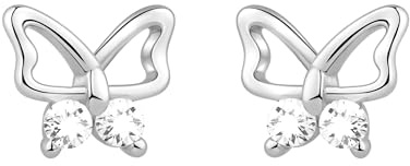 SOFIA MILANI - Damörhängen i 925 Silver - med Zirkoniastenar - Stiftörhänge med Fjäril - E1791