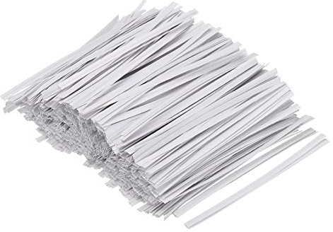PATIKIL Twist Ties 4 Paper Closure Tie for Party Tying Gift Bags, Candy, Bread, Arts Crafts White Pack of 500