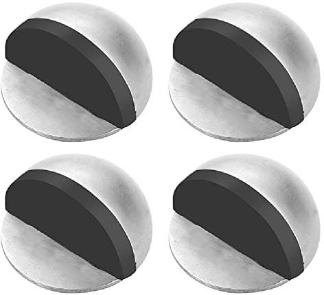 4 Stück Ovaler Bodentürstopper, Bodentürstopper aus Edelstahl Bodenmontierter Türstopper mit Schrauben zum Schutz von Wänden und Türen, Silber