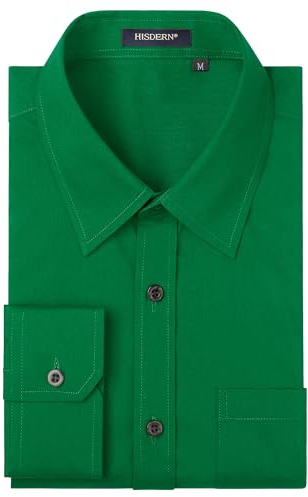 HISDERN Chemise de Ceremonie pour Hommes en Coton, a Manches Longues, Boutonne, a la Coupe Normale, pour Hommes