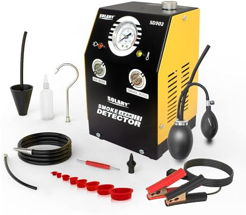 Solary Macchina del fumo EVAP, rilevatore di prova di perdite del sistema di carburante auto 12 V, con manometro, giallo