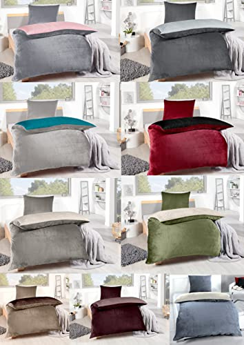 MB Warenhandel24 Bettwäsche 135x200 + 80x80 cm Winter Microfaser Flausch Fleece Thermofleece warm Cashmere Touch Teddy Coral Fleece 2 TLG teilig (Cord Aubergine, ca. 135x200 + 80x80 cm)