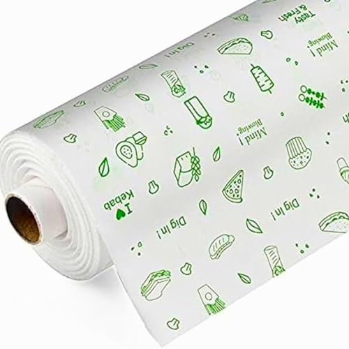 Rokoo Rouleau de papier d'emballage alimentaire de 50 mètres – Papier cadeau beurre antiadhésif de qualité supérieure, 2 feuilles de papier d'emballage alimentaire, papier sulfurisé réutilisable,