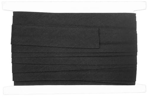 RUNFENG Wolltresse Schrägband aus Baumwolle Factory Gefalzt Baumwollband Webbing mit Fischgrätenstich für Heimwerker Handwerk Nähen Stricken Einfassband Uni gefalzt 5m x 20mm,Einfach zu nähen-Schwarz