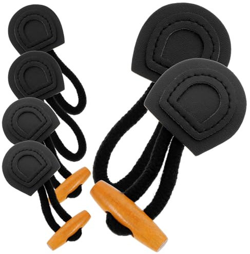 MAGICLULU 6 Paar Leder-Knebelknöpfe Zum Aufnähen Vintage-Verschlussknopf Leder-Horn-Mantelknöpfe Holz-Knebelknopf Aus Horn Für Mantel Pullover Kleidung (Schwarz)