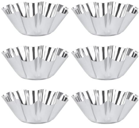 DECHOUS 6Pcs Chrysanthemum Tartlet Tins Carbon Steel Non-Stick Baking Molds for Mini Egg Tarts Cupcakes Desserts
