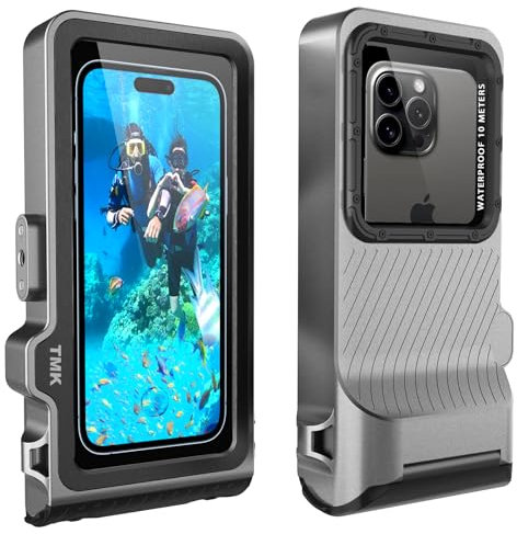 ShellBox wasserdichte Handyhülle Unterwasser Wasserfeste Handy Wasserschutzhülle Handytasche Wasserdicht Schwimmen Baden Compatible für iPhone 16 15 14 13 12 15 Pro Max Samsung S24 Ultra (Grauschwarz)