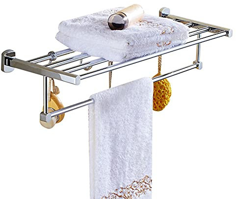Handtuchstange, Selbstklebender Handtuchhalter mit Haken, Handtuchhalter ohne Bohren, Wandmontage, Silberkupfer, für Toilette, Badezimmer (Silber 250 mm)